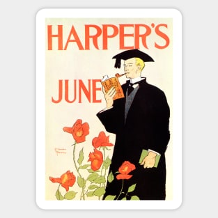 HARPER'S JUNE Magazine Cover by Edward Penfield Vintage Art Sticker